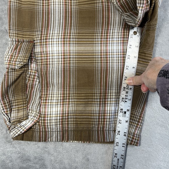 Tommy Bahama Jeans Earth Tone Plaid Cargo Shorts Men's Size 34 Preppy Casual - Picture 5 of 9